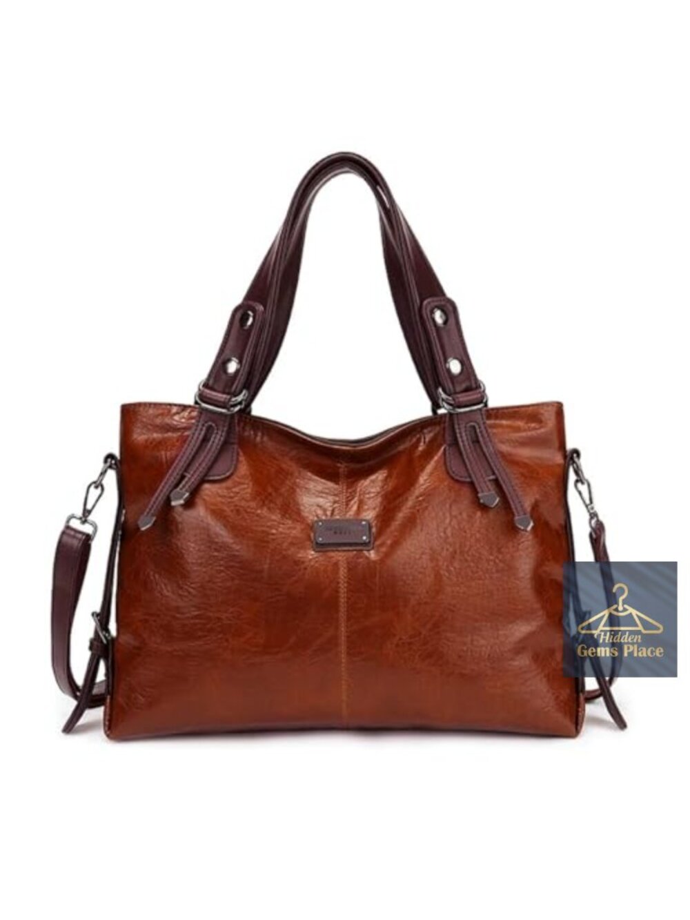 Women's Vegan Leather Tote Bag Satchel Large Travel Purse with Zipper Pockets